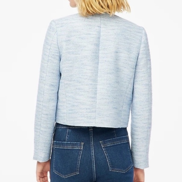 J. Crew Lady Blazer Jacket Cropped Gold Buttons Fresh Air Blue Linear Tweed 4 - Picture 2 of 9